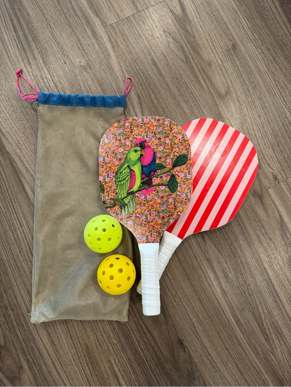 Anthropologie Pickle Ball Paddle Set w 2 Balls